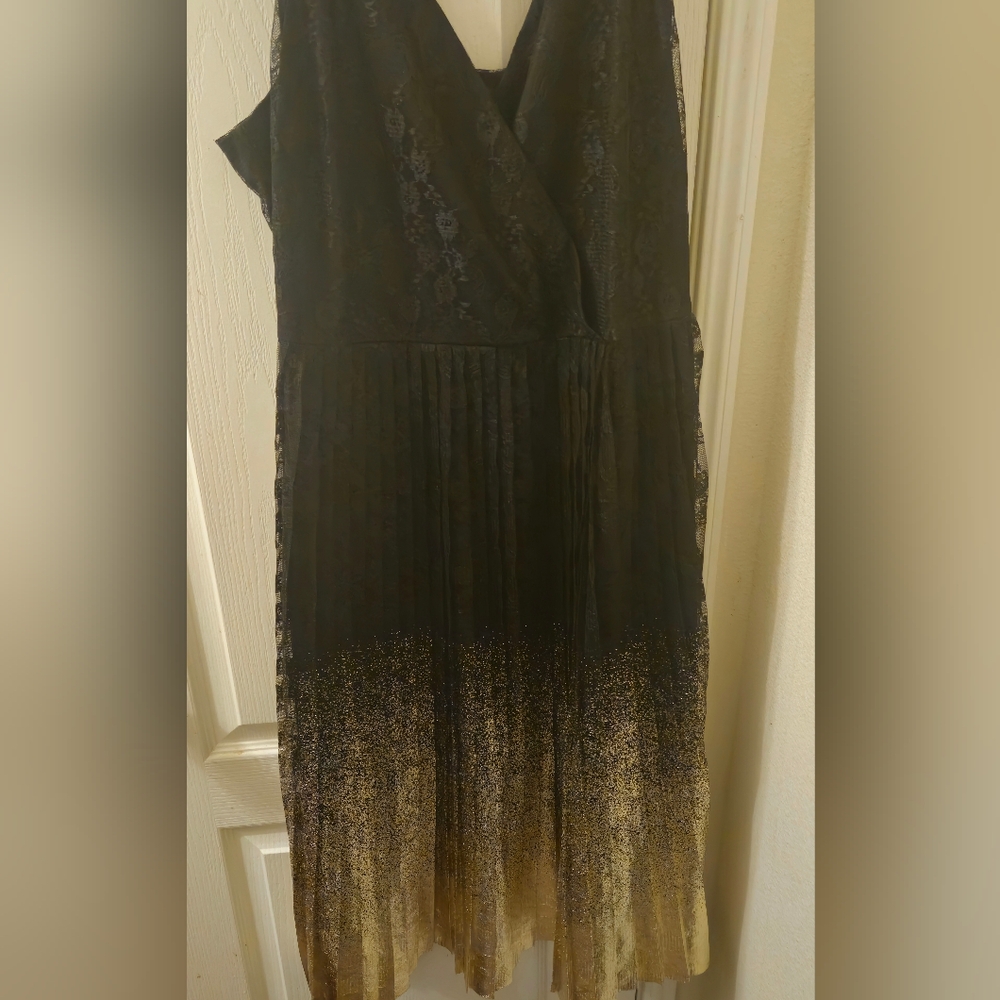 Worthington black Lace and gold cocktail dress.